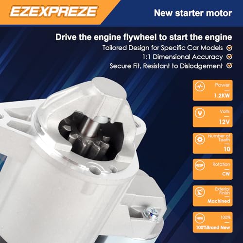 Image of Ezexpreze 19133 New Starter Compatible with Dodge Nitro 3.7L 2010 2011 Compatible with Jeep Liberty 3.7L V6 2010 2011 2012 10 11 12 04801854AA 4801854AA M000T32972 M000T32972ZC SMT0431 41048191