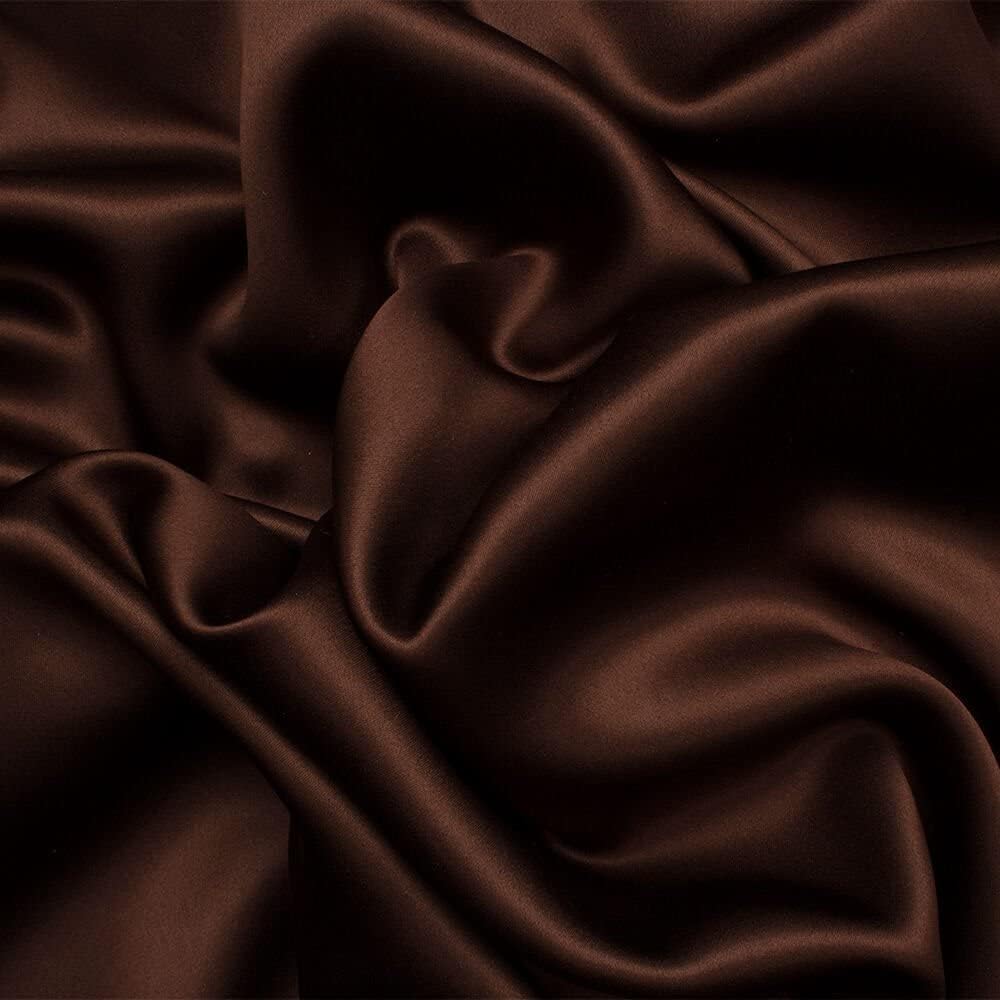 Silk Satin Bed Sheets, Silk Satin Bed Set with 4 Pillowcase, Satin Fitted Sheet , Silk Satin Flat Sheet 15 Inches Deep Pocket for Mattress -(Cal Queen Chocolate)