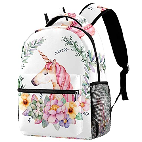 Sac à dos licorne et fleurs pour le campus et les loisirs des enfants