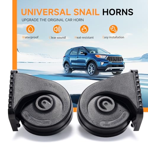 Image of Car Horn Universal Fit High Low Tone Electric Snail Horns 12V 130dB Waterproof Truck Horn Replacement Kit with Cover