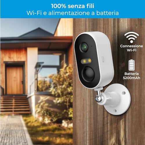 Isiwi Flai+ Telecamera a batteria Wireless 2K Bullet fissa per esterno IR LED e SHOWCOLOR Audio Bidirezionale Sd Card IP65 batteria interna da 5200 mAh - 6