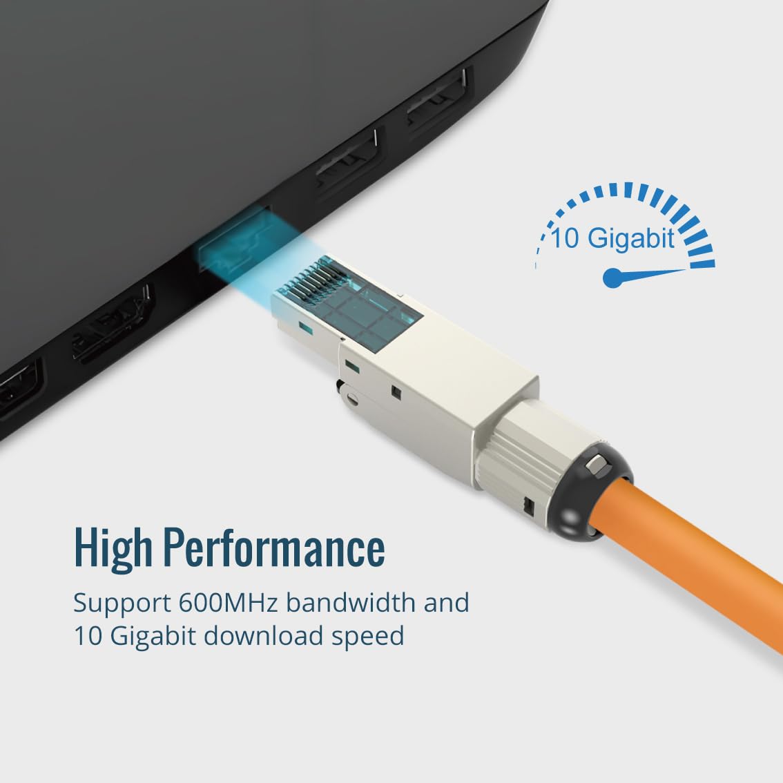 Tecmojo Cable de red Ethernet CAT7 S/FTP 100 m, 10 Gigabit LAN, conductor de cobre puro 23 AWG con blindaje trenzado AL-MG LSZH B2ca naranja, con herramienta de corte y pelacables y conectores RJ45
