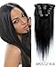 Uotp HairStraight Remy Human Hair Clip in Hair Extension 12 Inches, 8pcs/set, Color #1B Off Black