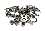 in  Handarbeit gelötet Schnabel-Schmuck Herren-Brosche Jagdabzeichen Adler Gewehre Schießscheibe Messing - 000695/V178