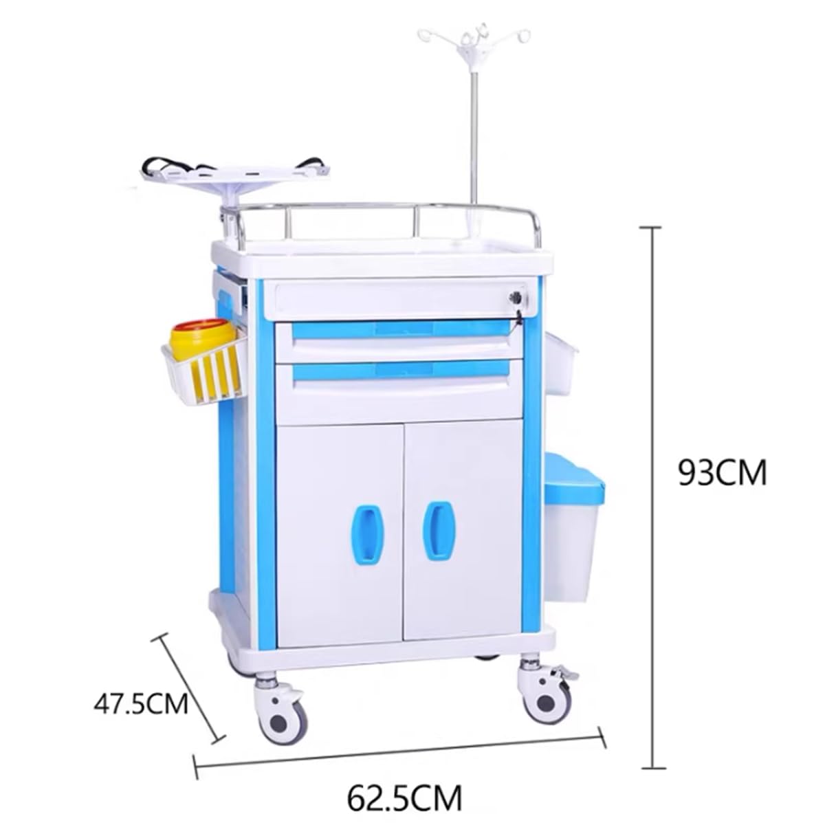 Carrello per medicinali in ABS, Carrello per Emergenza Medica Lite, Carrello per Forniture mediche, per ospedali e cliniche, D