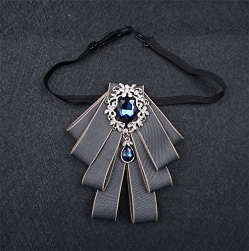 Bow Brooches For Women Fashion Mens Bow Ties Crystal Beads Broach Neck Bows Necktie Pre Tie Fashion Rhinestone Jewelry For Men Suit (Grey) #TOP4