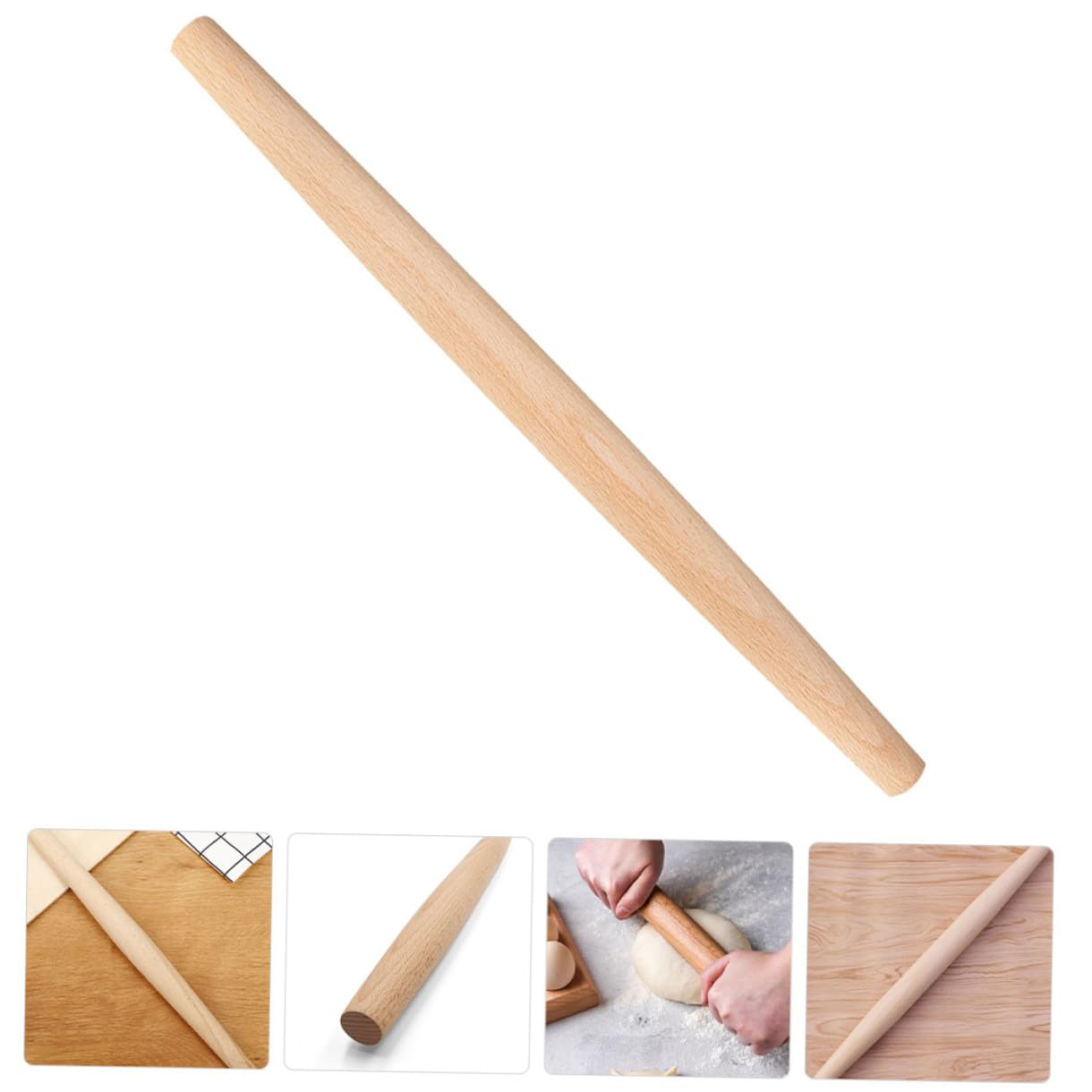 Holz Nudelholz für Kuchen und Teig, 1 Stück, Beige