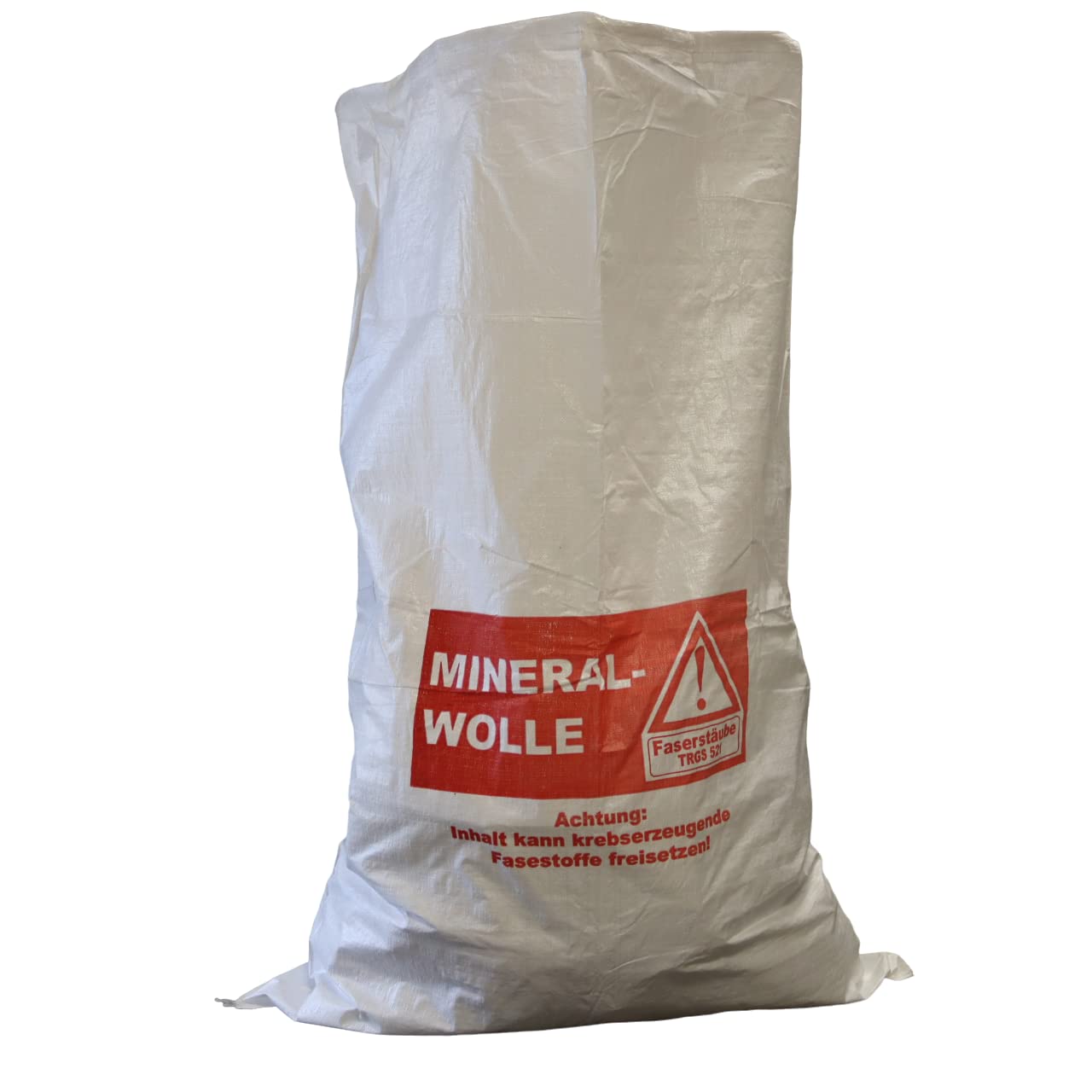 Lacers Big Bags | PP Gewebesack Mineralwolle 25 Stück | 70x110cm | Schüttgutbehälter, Transportsack, Entsorgungssack | Warndruck Mineralwolle | Verschlussband | Beschichtet