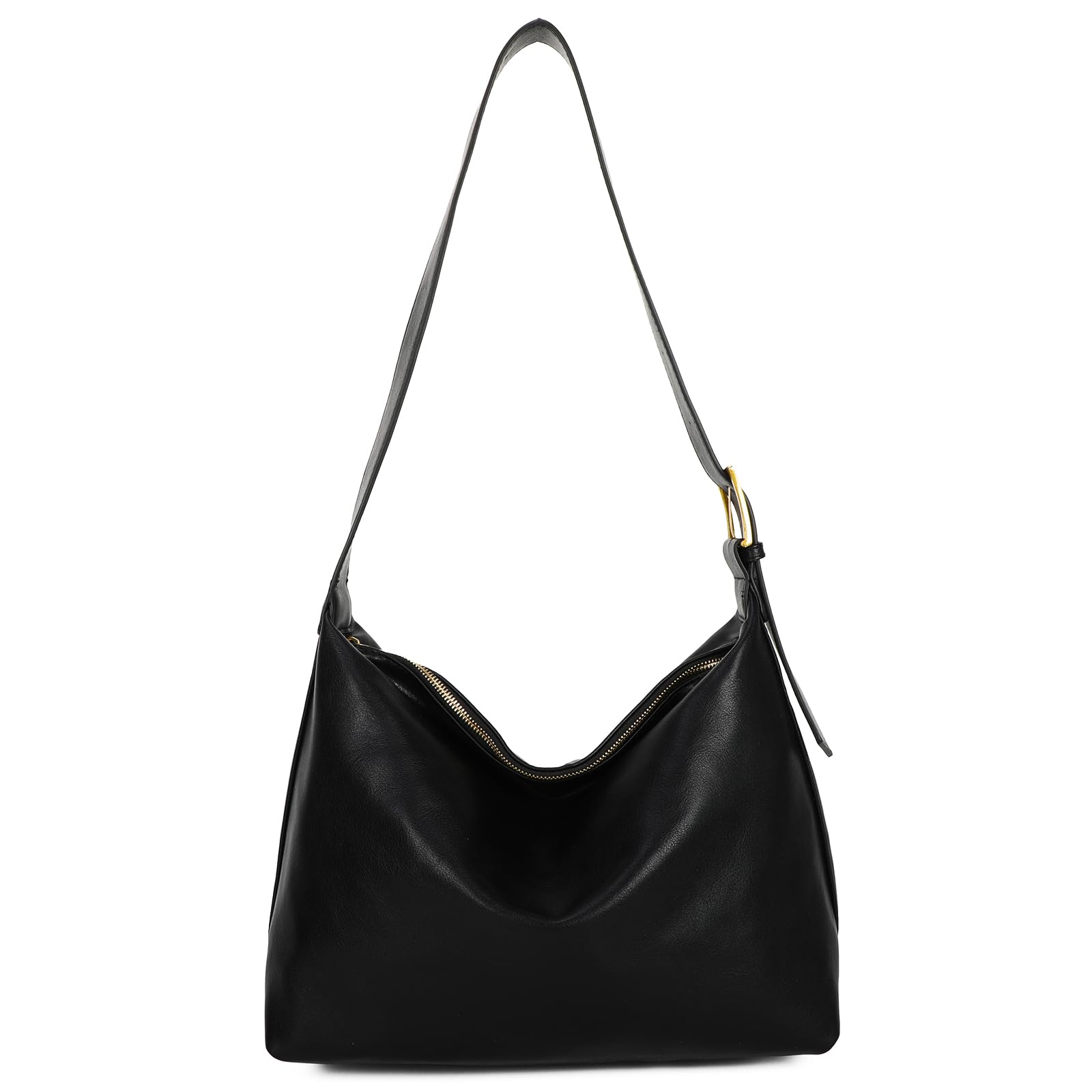 I IHAYNER Large Crossbody Bag for Women Stylish Leather Hobo Shoulder Purse Casual Messenger Bag, Black
