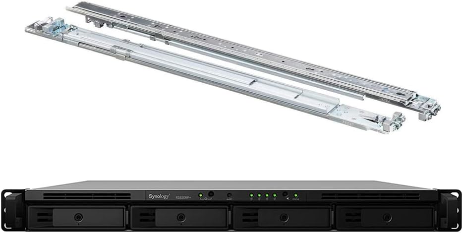 Synology RackStation RS820RP+ NAS Server with Atom 2.1GHz CPU, 18GB Memory, 16TB SSD Storage, 4 x 1GbE LAN Ports, Redundant Power, DSM Operating System Bundle with Rail kit