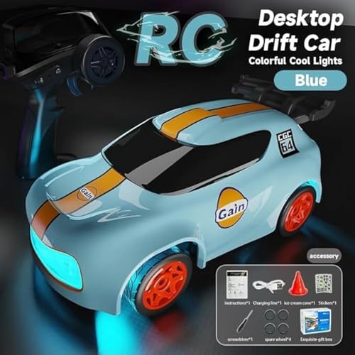 Image of Amitasha Mini RC Drift Car 1:64 Scale Remote Control Car with LED Lights & Speed Mode, 2.4GHz Stunt Drifting RC Toys, Hobby Gift for Kids & Adult