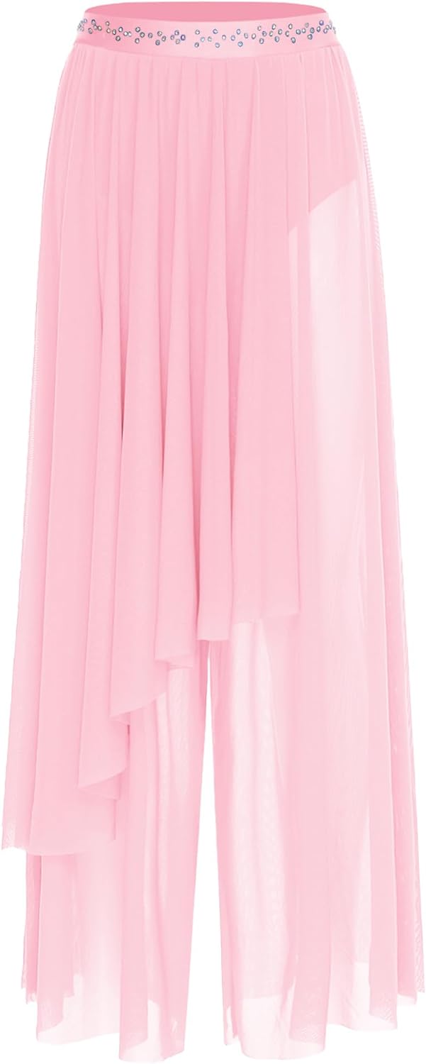 Shinsto Women's Classical Dance Trousers Loose Straight Thin Mesh Dance Practice Wide Leg Pants