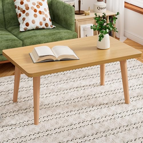 Small Coffee Table for Small Space, Low Table, Floor Table Desk for Sitting on The Floor, Japanese Coffee Table for Living Room, Tatami Tea Tables with Solid Wood Legs, Home Office, Farmhouse, Brown