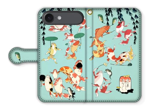手帳型 iPhone17 Air互換 スマホケース【世界の名画】 歌川国芳 金魚づくし 浮世絵 絵画 芸術 アート おしゃれ 金魚 (アレンジ)