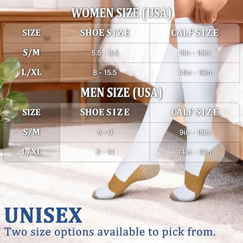 Image of FEYHAY Copper Compression Socks (3 Pairs) 15-20 mmHg Circulation is Best Athletic & Daily for Men & Women, Running, Climbing
