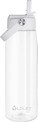 Miniatura 12 de OLDLEY - Botella de agua de 32 onzas con pajita, botella de agua deportiva a prueba de fugas con correa de transporte, botellas de agua grandes sin