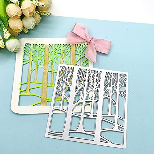Metal Trees Frame Cutting Dies for Card Making, Trees Forest Die Cuts Square Frame Dies Stencil Embossing Tool for Scrapbooking DIY Etched Craft Dies - Thumbnail 4