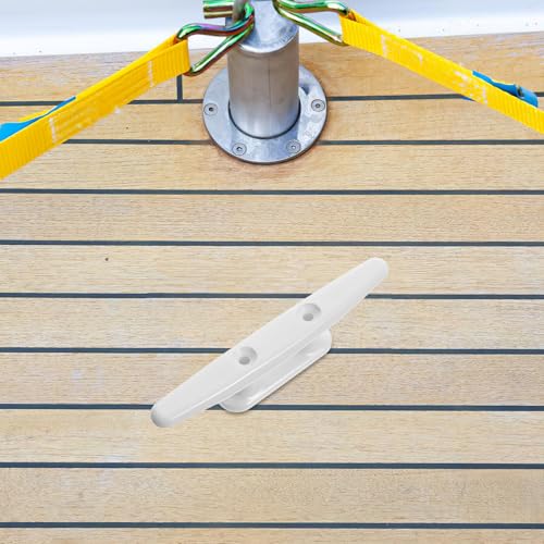 RUNROTOO Nylon Boat Dock Cleats Marine Mooring Hardware 6-inch White Yacht Rope Tie for Boat Anchoring and Docking Accessories