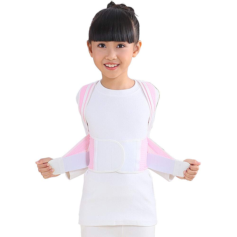 Kinder Geradehalter Rücken Bandage, Atmungsaktiv Voll Zurück Schulter Lendenwirbel Stützgürtel Zum Verbessern Bucklige Haltung (Farbe : Rosa, größe : S)