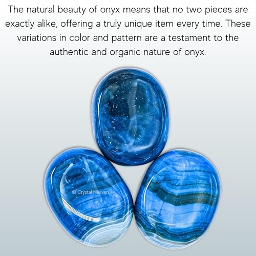 Image of Certified Blue Onyx Palm Pebbles Stones For Anxiety Stress Relief | AAA Grade Original Healing Gemstone Agate Palm Stone For Yoga Meditation Spiritual Reiki Feng Shui