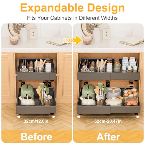 Cajón de cocina extensible de alta resistencia y diseño deslizante para armarios, set de 2 3