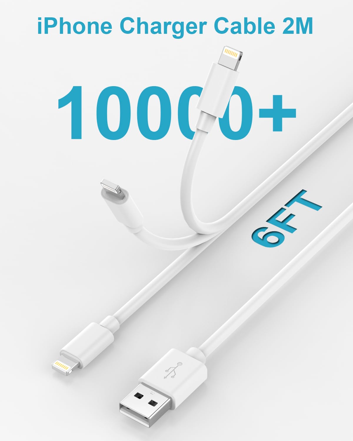 Chargeur Apple MFi Certifié et Câble iPhone 2M [Lot de 2], 5W Prise USB Chargeur Apple Adaptateur Secteur USB avec Câble Lightning pour iPhone 14/13/12/11 Pro Max/XS/X/8/7/6 Plus/5/SE