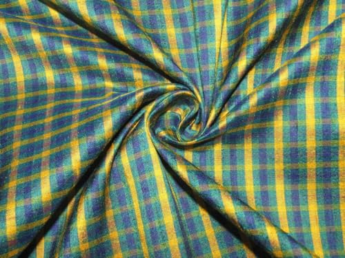 Tissu en soie Dupion jaune bleu vert pour robe de soirée élégante