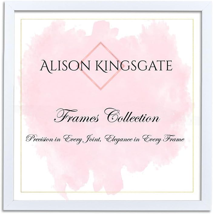 Alison Kingsgate Sleek 45X45CM Picture Frame - Engineered Wood with Shatterproof Perspex Front -Perfect for Photos, Posters, Certificates -Suitable for Wall Mount or Tabletop Display - White-