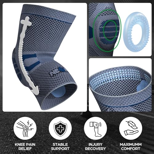 Image of NEENCA Professional Knee Brace for Pain Relief, Medical Knee Compression Sleeve, Knee Support with Horizontal Knit Tech for Meniscus Tear, ACL, Arthritis, Joint Pain, Runner, Workout