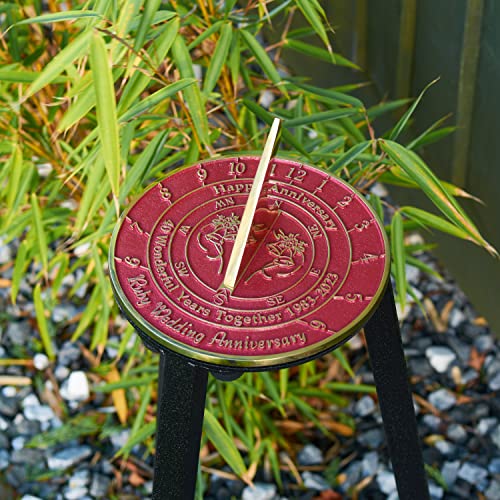 Anniversary Sundial Gift For 40Th Ruby Wedding Anniversary 1983-2023 With Pedestal Stand. Recycled Brass Home Decor Garden Present Idea Handmade In Uk For Parents, Grandparents, Friends Or Couples #TOP7