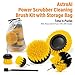 AstroAI Drill Brush Attachment Set 6 Piece Power Scrubber Cleaning Kit with Extend for Car Detailing, Bathroom Surfaces, Kitchen, Shower, Car Wheels, Seats, Tile, Floor, Grout All Purpose - Yellow