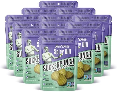 SuckerPunch Pickles in a Pouch, Red Chile, 3.4oz Low Calorie