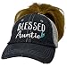 COCOVICI Womens Blessed Auntie Aunt Messy BUN HIGH Ponytail Embroidered Baseball Hat Cap 813 Dark Grey