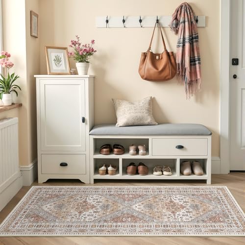 Restydon 2x5 Rug Runner Non-Slip Washable Rugs for Entryway, Orange