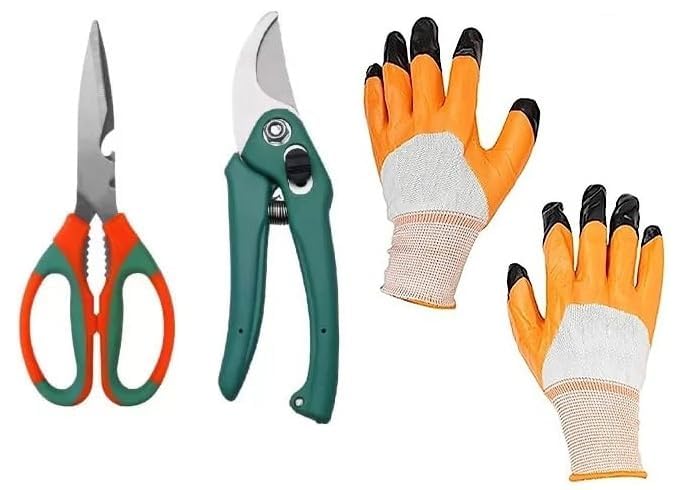 ARM KRAFT Garden Pruner, Scissor & Gloves | Garden Scissors | Plant Cutter Scissor | Multipurpose Durable Hand Gloves | Garden Cutter | Flower Cutter | (Stainless Steel Blades) -Set of 3 (B0DFTKX2B3) Amazon Price History, Amazon Price Tracker