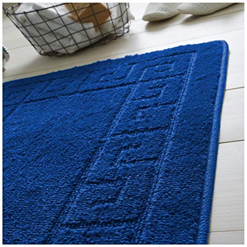 GAVENO CAVAILIA Ultra Plush 2 Piece Greek Bath Mat Anti Slip Pedestal Set, Extra Absorbent 100% Polypropylene Bathroom Toilet Rug, Regular (50x80, 50x40 cm), Royal Blue