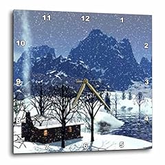 3 d Rose dpp 60818 3 Log Cabin in Snow Scene Wall Clock, 15 by 15 Inch product