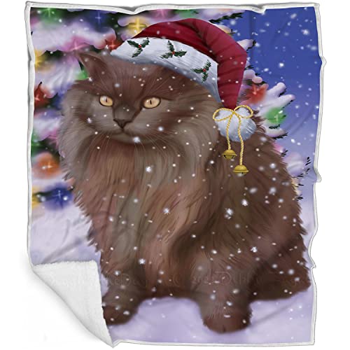 Doggie of the Day Tiffany Cat Blanket - Christmas Winterland Wonderland - Super Soft & Warm Pet Theme for Sofa or Bed, Warm Fleece, Sherpa or Woven Material, BLNKT89521 (30x40 Fleece)