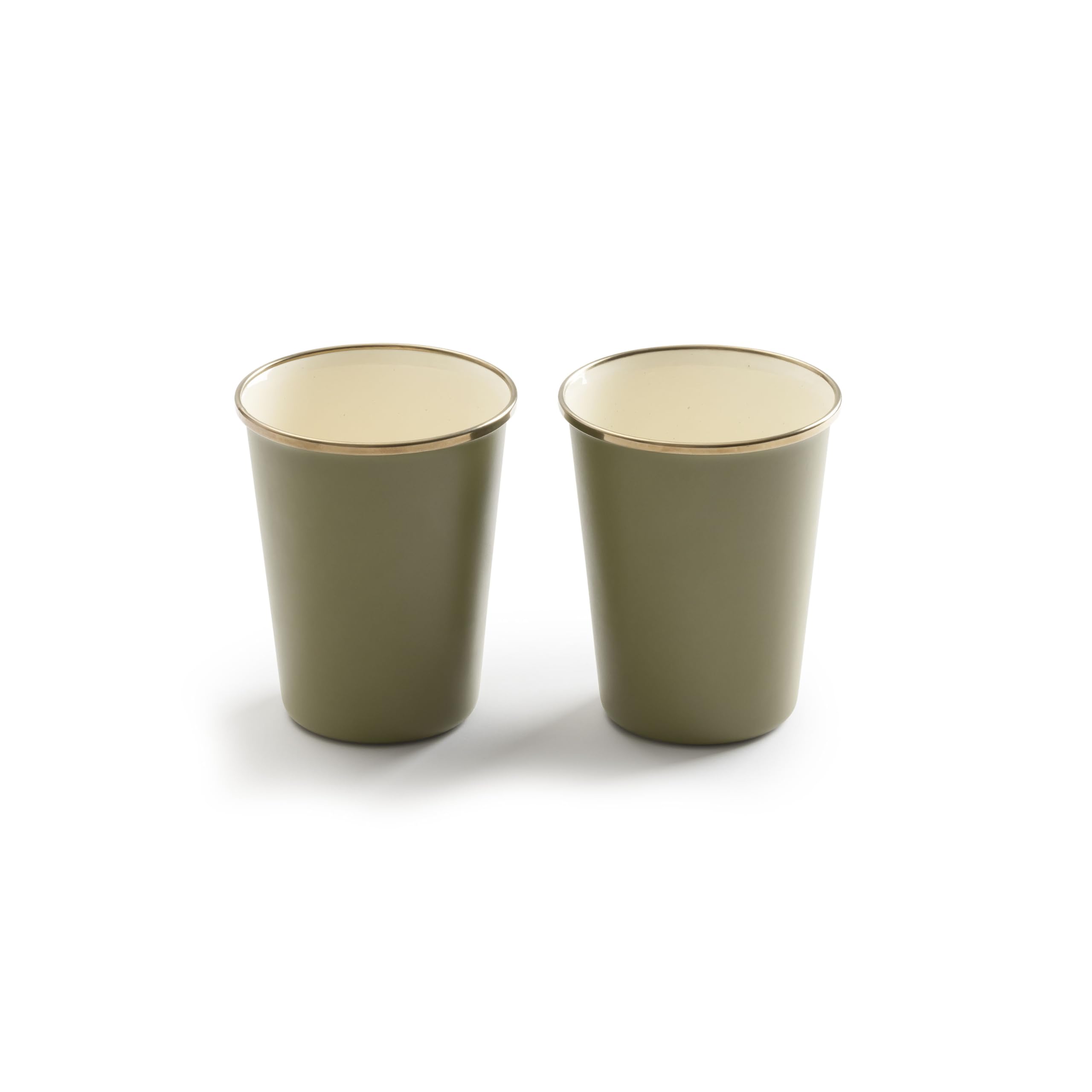 Barebones 2-farbiges Emaille-Tassen-Set – 2er-Set, 400 ml – Emaille-Tassen – langlebiges Küchen- oder Campingbecher-Set (Olive Drab)