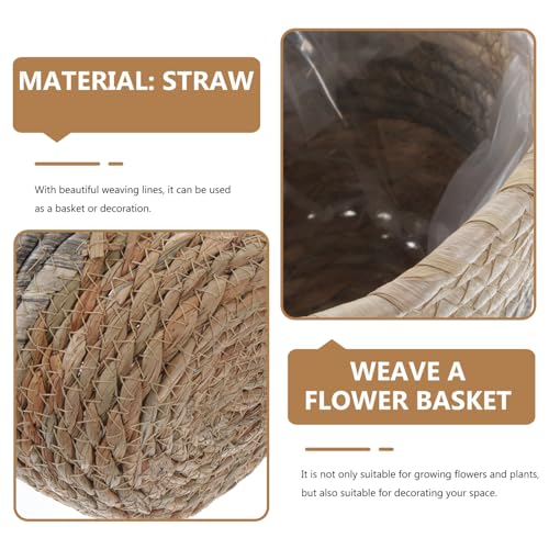2Pcs Woven Plant Basket with Liner, 9.8 Inches Straw Flower Pot for Indoor Plants Succulents, Storage Use - Image 4