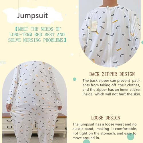 Image of Unisex Jumpsuit with Back-Zipper,Suitable for Alzheimer's,Dementia Patient,Seniors,Incontinence Care