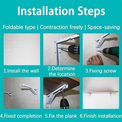 Wall Mounted Folding Dining Table, Drop Leaf Tables for Small Spaces | Fold Down Wall Table Folding for Kitchen, Dining Table Computer Desk Workbench, Capacity 50KG 7 Wall Mounted Folding Dining Table, Drop Leaf Tables for Small Spaces | Fold Down Wall Table Folding for Kitchen, Dining Table Computer Desk Workbench, Capacity 50KG - Image 7