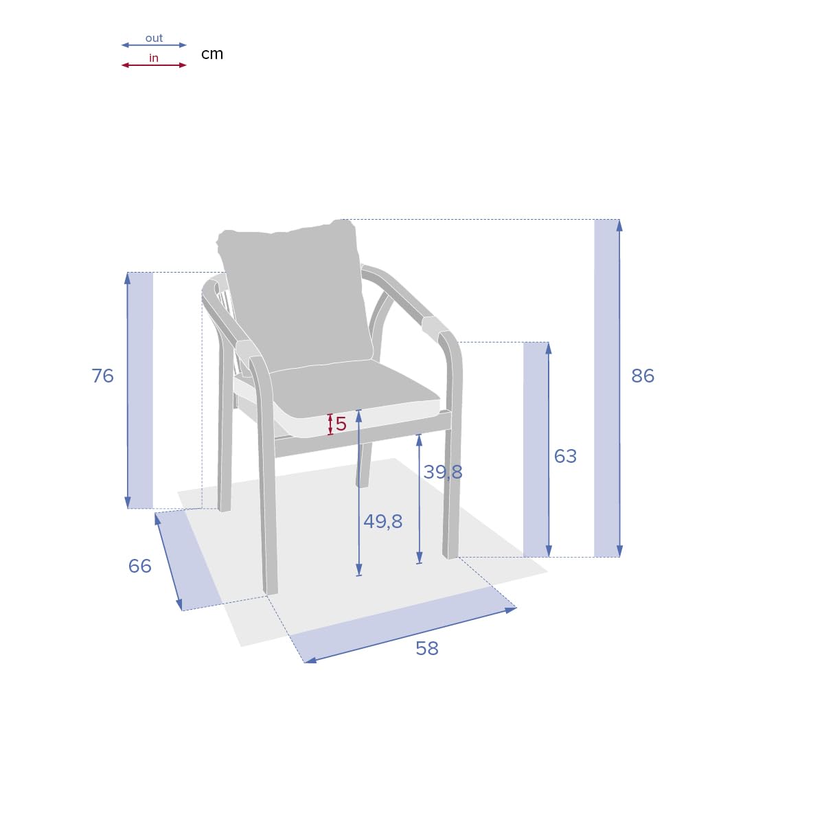 Hespéride - Fauteuil de Jardin Papouasie Taupe et Acacia Coussins Déperlants Déhoussables - Mobilier d'Aménagement pour Jardin, Terrasse, Balcon