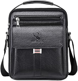 Men's Shoulder Bag PU Leather Messenger Bag Business Travel Crossbody Pack Satchel Side Bag Casual Handbag for Men Working Shopping School Daily Use