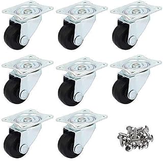 Gizhome 8 Pack 1-inch Dia Swivel Rubber Single Wheel Caster Wheels with Rubber