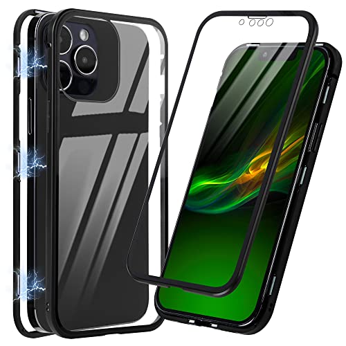 Vikoros Privatsphäre, magnetisch, kompatibel mit iPhone 13 Pro Max Hülle 6,7 Zoll, Aluminiumrahmen, Displayschutz, Glas, Stoßfänger, Ganzkörper Stoßfeste Schutzhülle für iPhone 13 Pro Max Cover