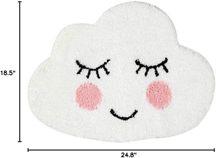 Playtime Cozy Cute Cloud Shaped Bedroom Bathroom Doorway Kitchen Floor Rug Carpet Water Absorption Non-Slip mat for Bath Room (White, 63x47cm)