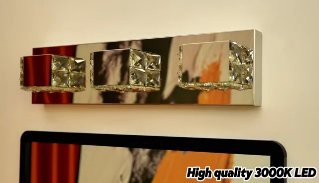 Image of 4-Light Bathroom Light Fixtures,Modern Crystal Bathroom Vanity Lights Fixture Over Mirror, Crystal 4 Lights Wall Sconce for Mirror Bedroom, Living Room
