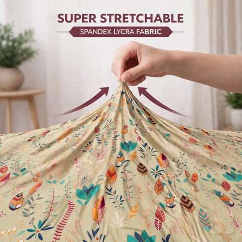 Image of STITCHNEST 'Contour Fit Series' Stretchable Printed Wooden Sofa Cover (Pack of 2) - Elastic Wooden Chair Cover | Wooden Sofa Seat Cover | Size - 20-21 x 20-21 x 3-5 in