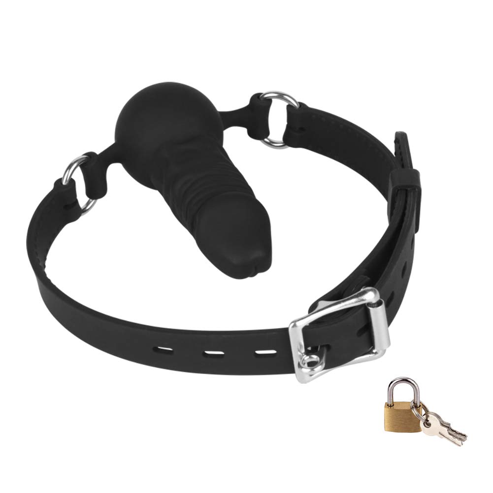 Mordaza con candado de Roluck, de silicona, ajustable, para mujer, juguete erótico para bondage